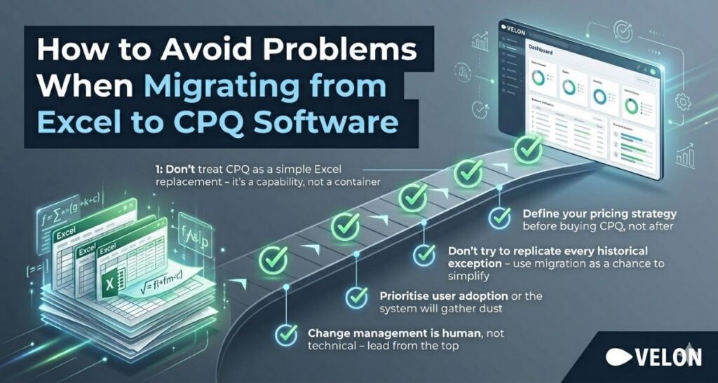 Migrating from Excel to CPQ Software represented as a process and mistakes to avoid