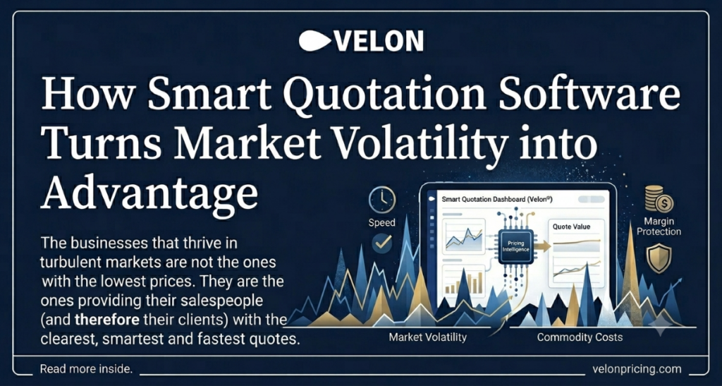 How Smart Quotation Software Transforms Market Volatility into Advantage - brief explanation and representation on a table with graphs in the foreground
