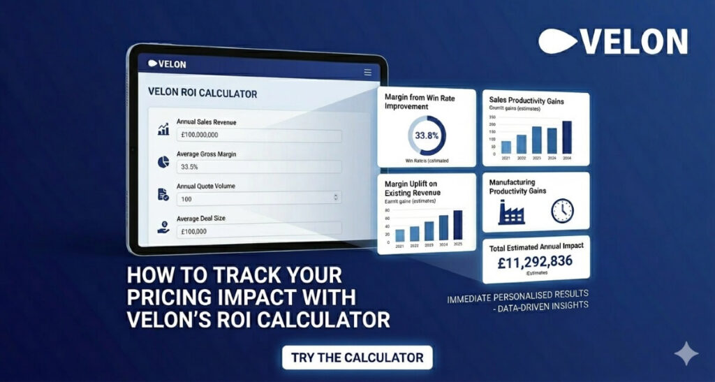 Sample of the Velon ROI Calculator on a tablet, what it tracks and how to use it.